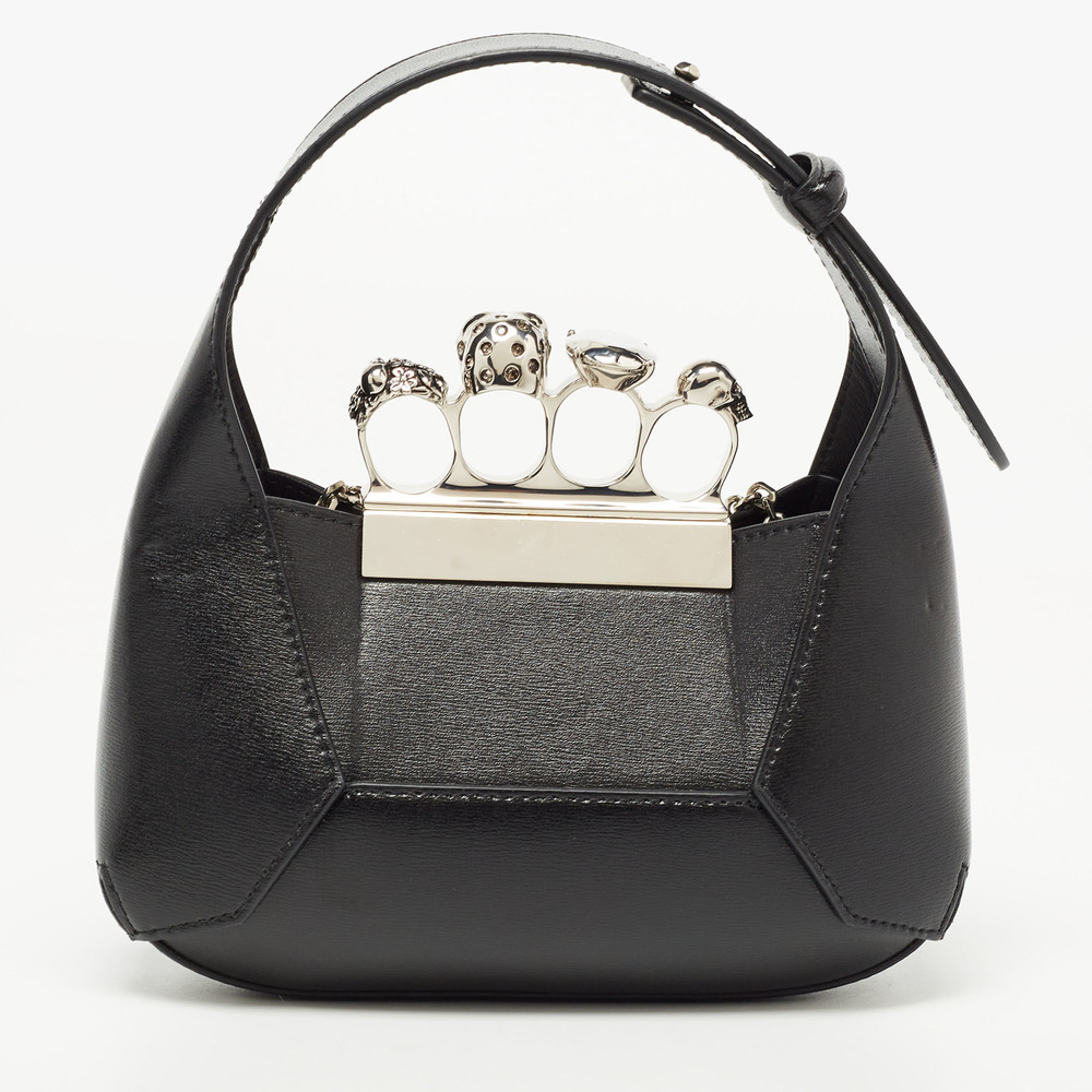 ALEXANDER MCQUEEN Black Leather Mini Jewelled Hobo - Picture 4 of 8